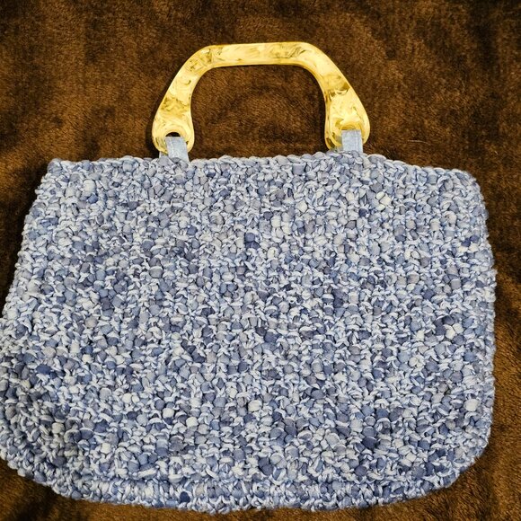 Crocheted Handbag with Plastic Marblized Handle - Picture 5 of 7